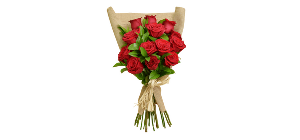 12 Valentines Red Roses Bouquet