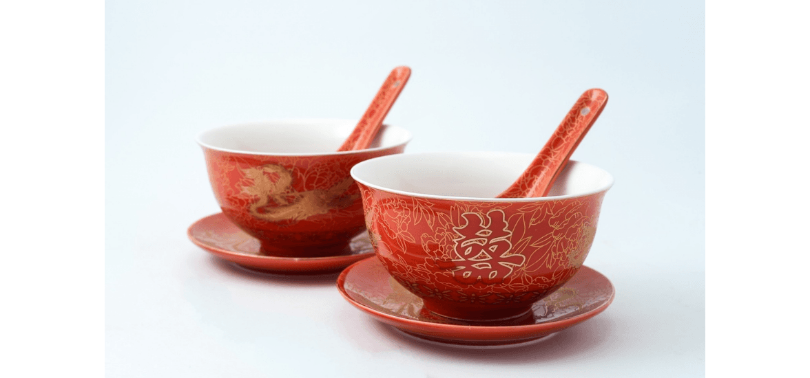 Bliss & Prosperity Bone Porcelain Tea & Bowl Set
