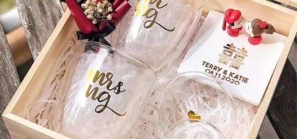 Couple Double Wall Glass Mug Box with Fairy Lights