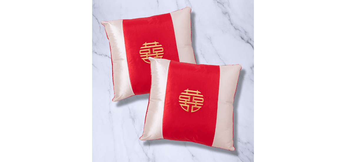 Minimalistic Double Happiness Cushions