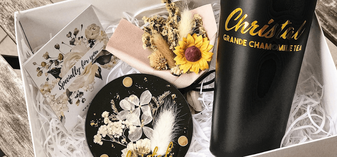 Black Tumbler x Floral Coaster Bundle
