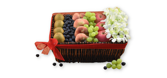 Dendrobium & Mixed Fruits Rectangular Basket
