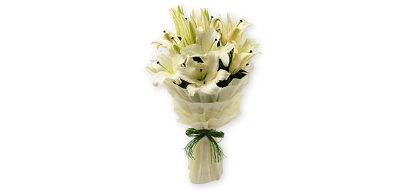 Serene White Oriental Lilies Bouquet