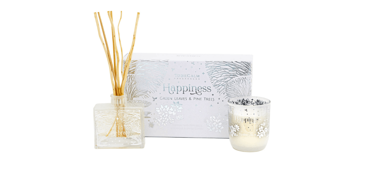 Happiness - Green Leaves & Pine Trees - Candle & Diffuser Duo Set