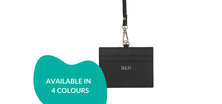 Personalised Saffiano Horizontal ID Cardholder & Lanyard