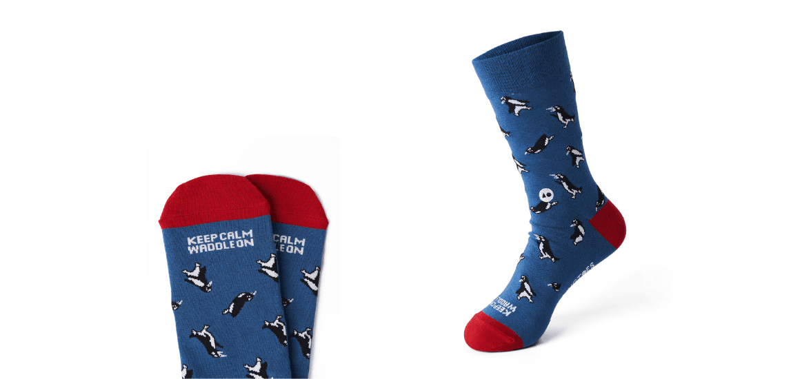 "Keep Calm Waddle On": The Animal Project Penguin Sock