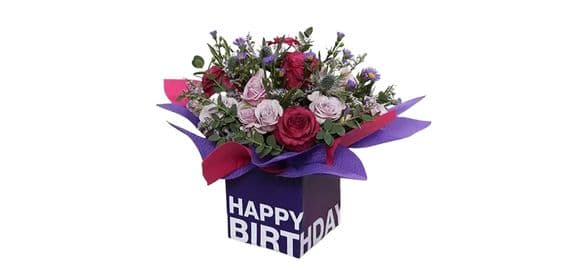 Mixed Flowers in Square Glass Vase