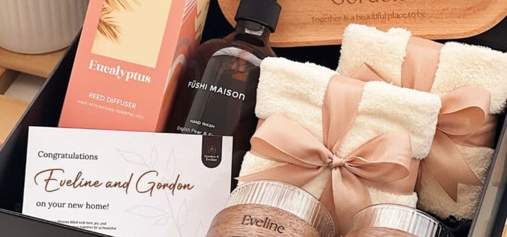 The Welcome Home Luxe Gift Set with 50ml Diffuser, 500ml Handwash, 2 Towels, Wooden Trays, and Glasses in Premium Gift Box