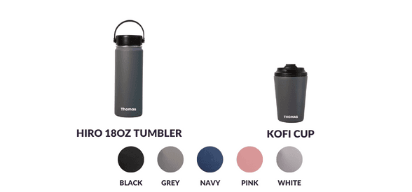 Personalised Hydrate Bundle Set: Hiro 18oz Tumbler + Kofi Cup