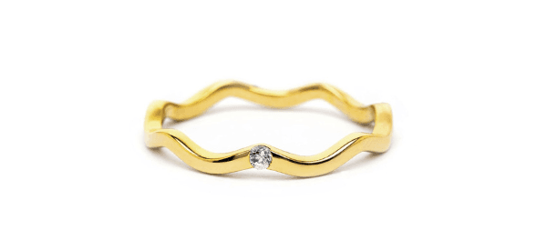 Single Diamond Stackable Wavy "Anadyr" Ring