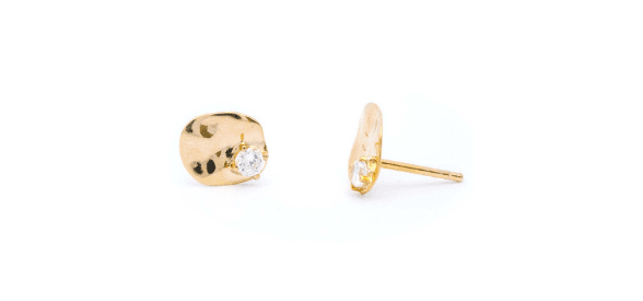 Single Diamond Flat "Salouen" Ear Studs