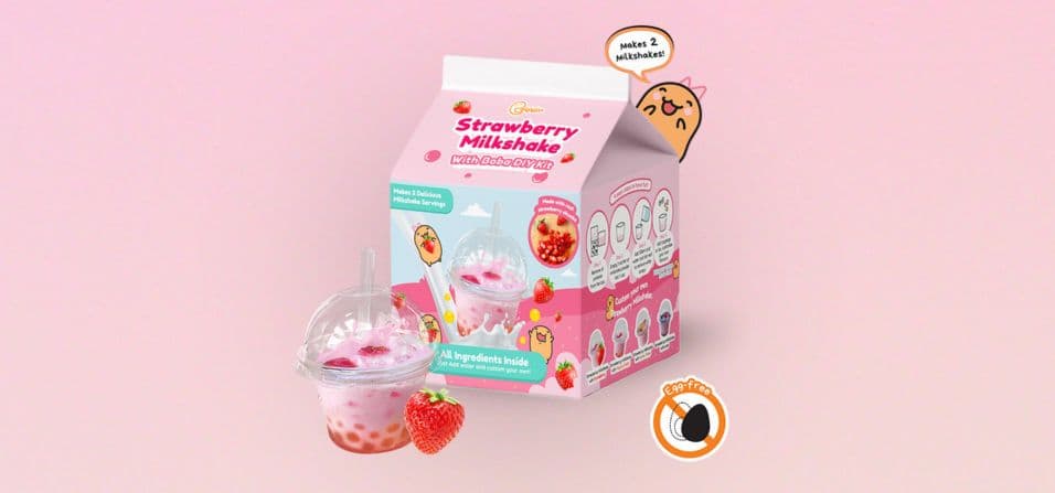 Strawberry Milkshake with Boba DIY Kit