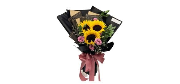 Sunflower & Lisianthus Beautifully Wrapped Bouquet