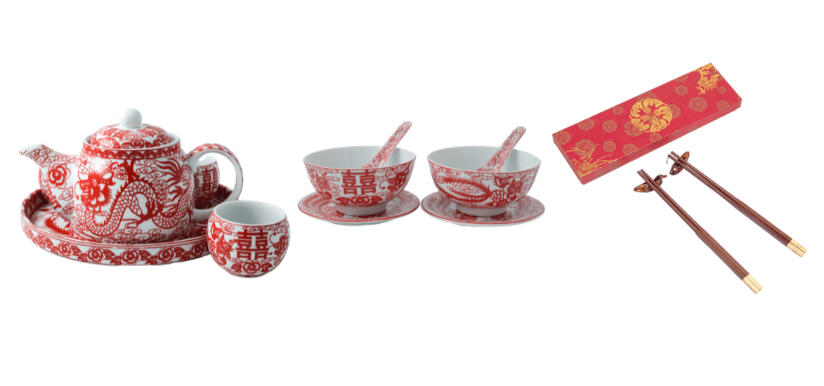 Dragon Tea Set & Bowl Set