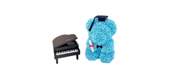 Blue Graduation Rose Bear