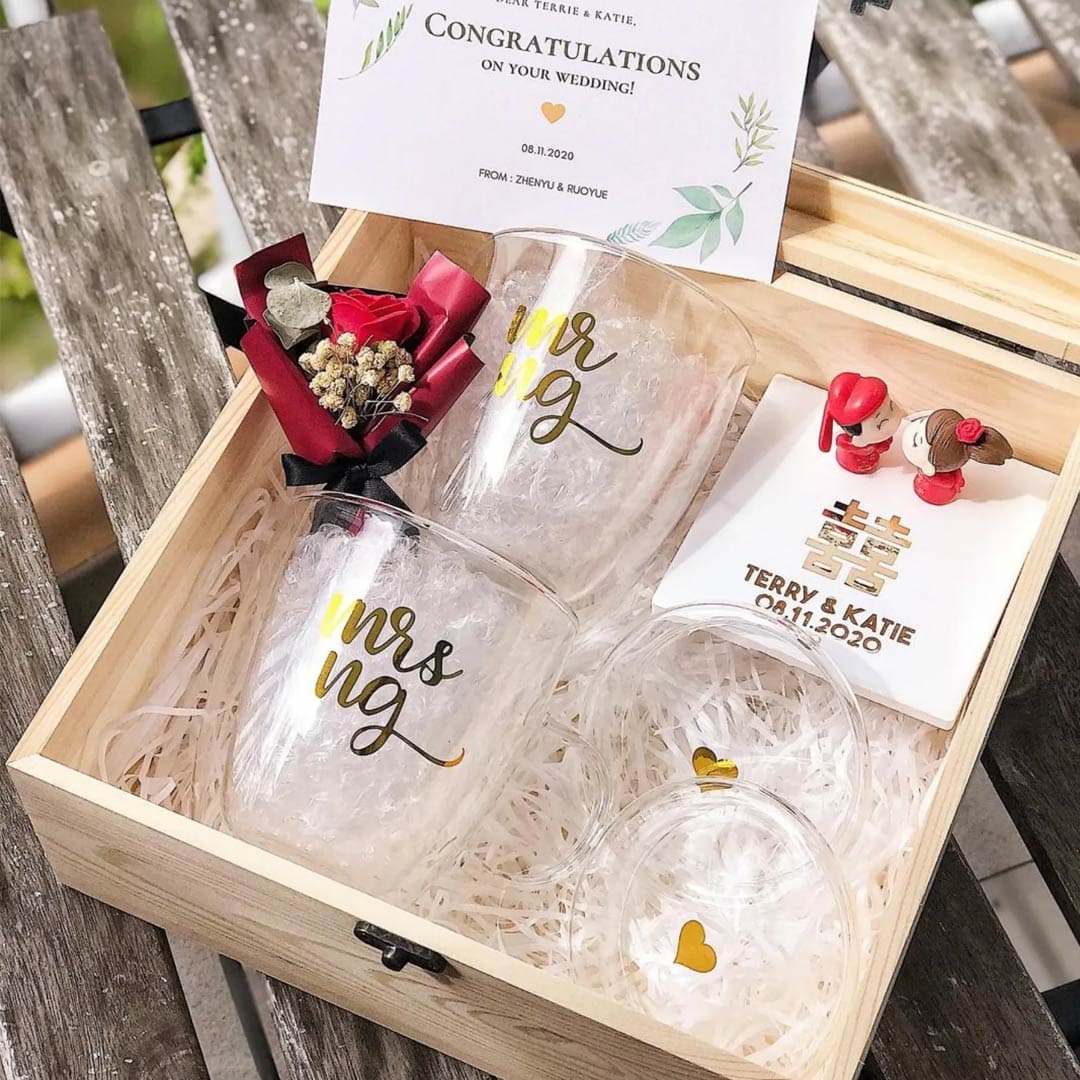 Couple Double Wall Glass Mug Box