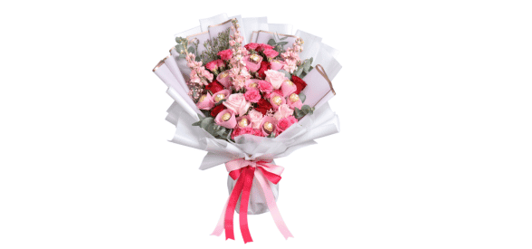 Pink Petals and Chocolates Bouquet