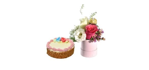 Pink Roses Box with Butter Sponge Cake