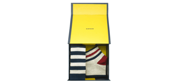 2-Piece Knitted White/Navy Necktie & Socks Gift Set