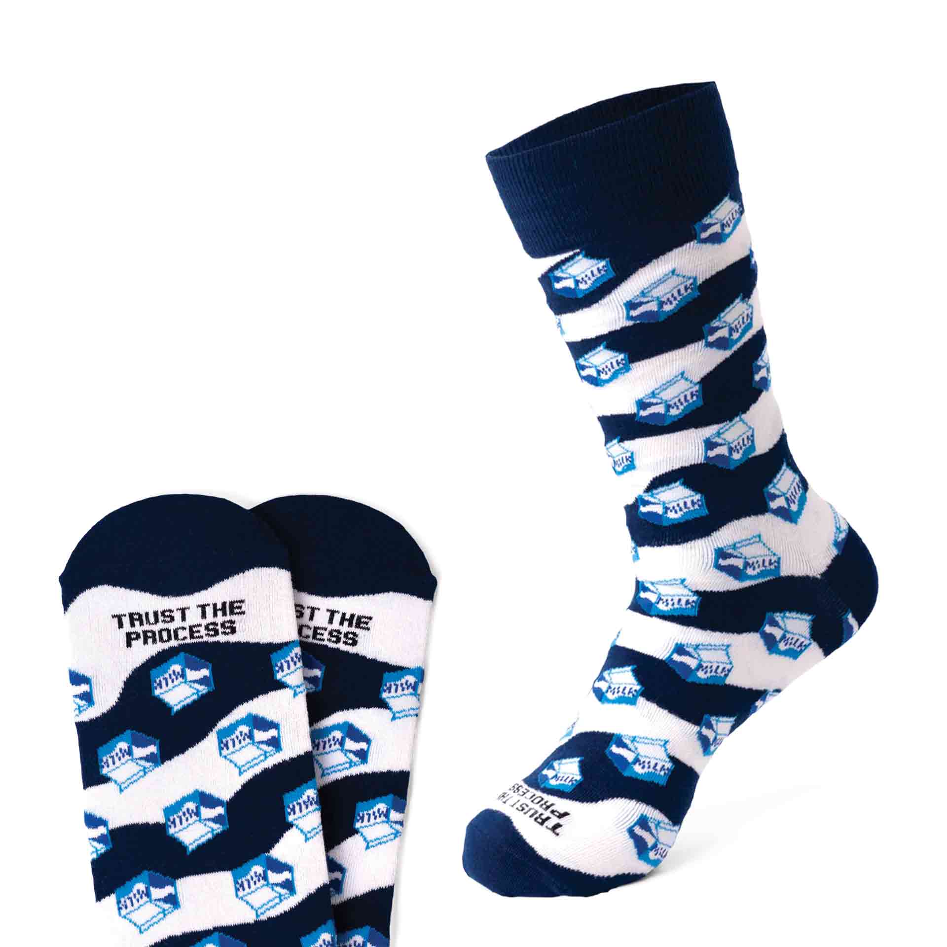 "Trust The Process" : Milk Cartons Print Socks