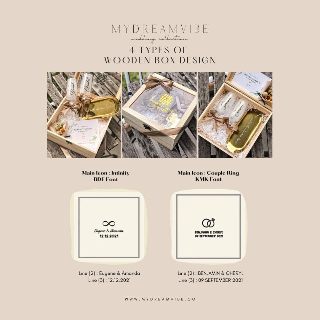 The Wedding Blessing Gift Set with Engraved 490ml Wine Glasses and Oval Gold Tray in Wooden Gift Box