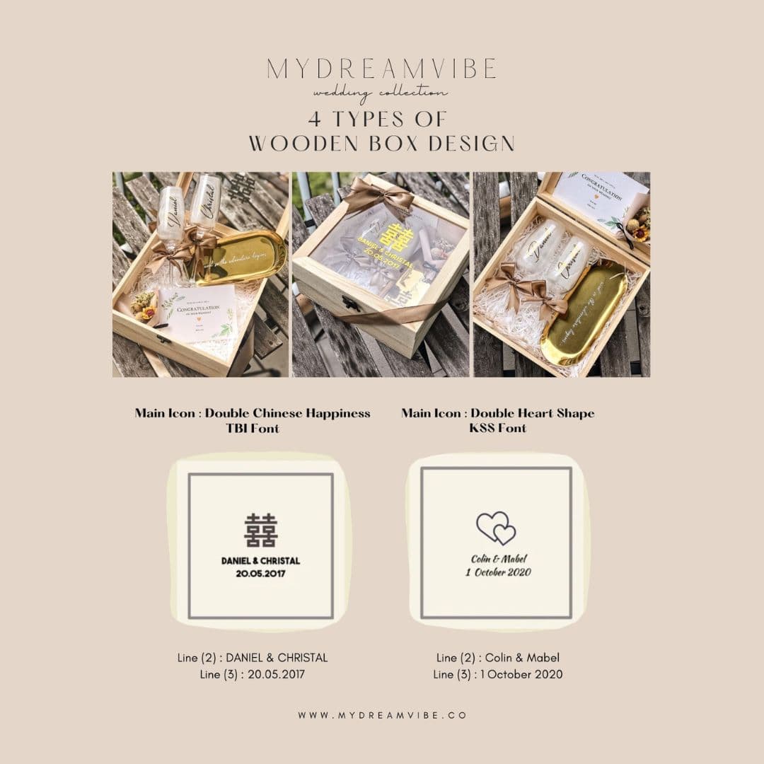 The Wedding Blessing Gift Set with Engraved 490ml Wine Glasses and Oval Gold Tray in Wooden Gift Box