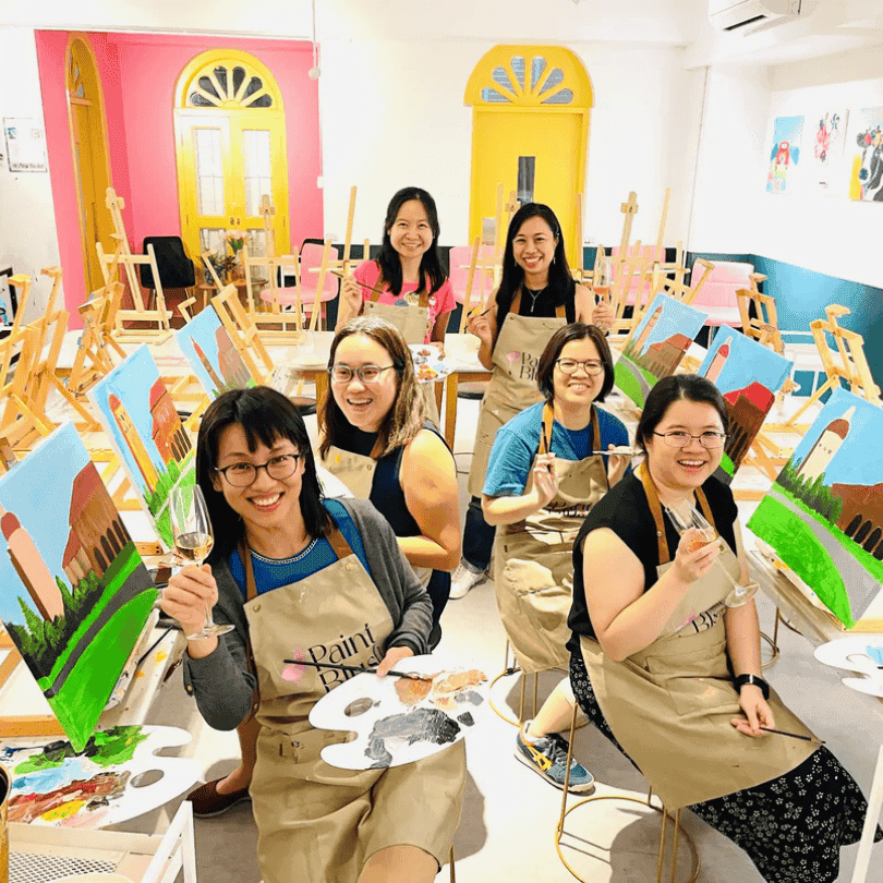 Signature Fully Guided Art Jam with a Glass of Wine and M&M Milk Chocolate